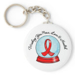 AIDS Ribbon Merry Christmas Snowglobe Key Chains