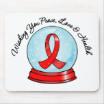 AIDS Ribbon Merry Christmas Snowglobe Mousepad