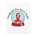 AIDS Ribbon Merry Christmas Snowglobe Post Cards