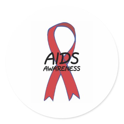 Aids Ribbon Round Sticker by CelebrationZazzle
