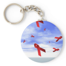 Aids Ribbons Floating in the Sky Key Chains