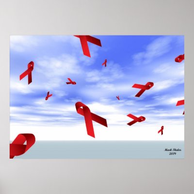 AIDS Ribbons Floating in the Sky Poster by markthaler