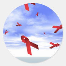 Aids Ribbons Floating in the Sky Round Stickers
