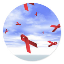 Aids Ribbons Floating in the Sky Round Stickers