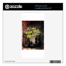Aim For The Brain Decal For iPhone 4