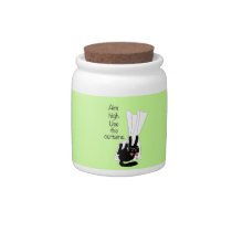 Aim High. Use the Curtains. candy jars