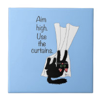 Aim High. Use the Curtains. tiles