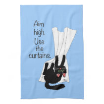 Aim High. Use the Curtains. kitchen towels