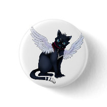 aint no angel cat badge button