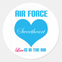 Air Force Sweetheart Love Is In The Air Round Stickers