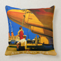 air, land, sea retro travel pillow pillows