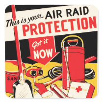 Air Raid Protection Square Stickers
