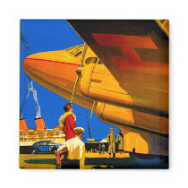 Air, Sea and Land Travel Square Magnet by retroz Air, Sea and Land Travel Square Magnet