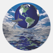 Air Travel Round Stickers