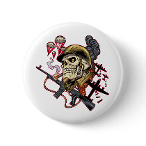 skull, skulls, airborne, marine, marines, corps, parachute, skeleton, skeletons, al rio, Button with custom graphic design