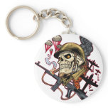 Airborne Marine Corps Parachute Skull by Al Rio Keychain