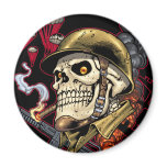 Airborne Marine Corps Parachute Skull by Al Rio Refrigerator Magnets
