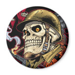 Airborne Marine Corps Parachute Skull by Al Rio Refrigerator Magnets
