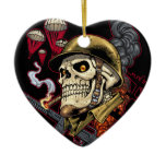 Airborne Marine Corps Parachute Skull by Al Rio Ornament