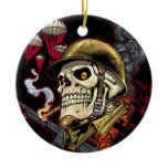 Airborne Marine Corps Parachute Skull by Al Rio Christmas Ornaments