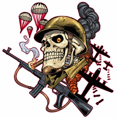 Airborne Marine Corps Parachute Skull by Al Rio Photo Cutout by AlRioArt