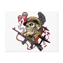 Airborne Marine Corps Parachute Skull by Al Rio postcards by AlRioArt Airborne Marine Corps Parachute Skull by Al Rio postcards
