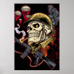 Airborne Marine Corps Parachute Skull by Al Rio Print