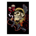Airborne Marine Corps Parachute Skull by Al Rio Poster