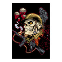 Airborne Marine Corps Parachute Skull by Al Rio Poster