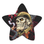 Airborne Marine Corps Parachute Skull by Al Rio Star Stickers