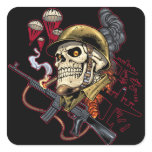 Airborne Marine Corps Parachute Skull by Al Rio Sticker