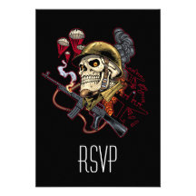 Airborne or Marine Paratrooper Skull with Helmet Custom Invites