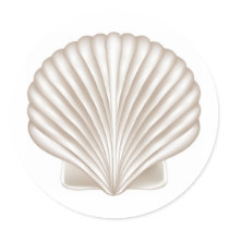 Airbrush Style Seashell Round Stickers