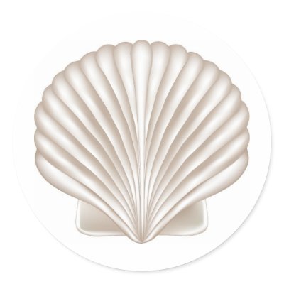 Airbrush Style Seashell Round Stickers by White_Wedding