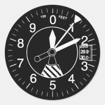 Aircraft Altimeter Gauge Round Sticker
