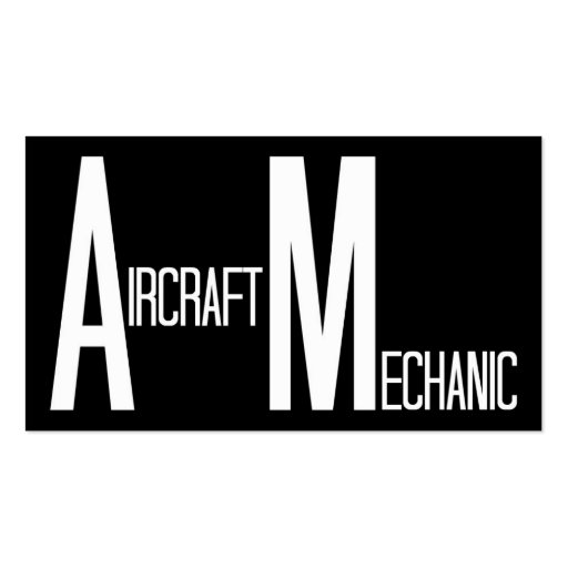 Aircraft Mechanic Black and White Business Card (front side)