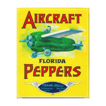 Aircraft Pepper Label Stretched Canvas Print