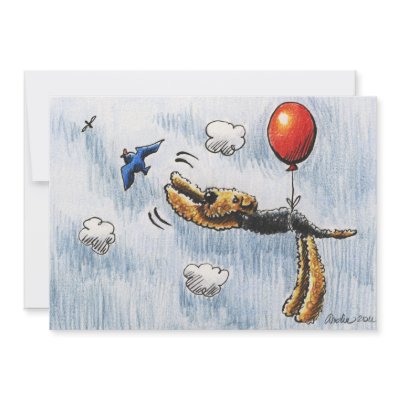 Aire-Balloon Airedale Terrier Invitations by offleashart