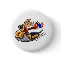 Aire-Sledding Airedale Terrier Buttons