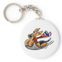 Aire-Sledding Airedale Terrier Keychain
