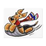 Aire-Sledding Airedale Terrier Postcard