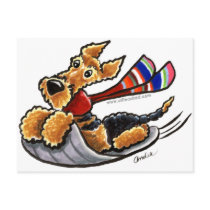 Aire-Sledding Airedale Terrier Postcard