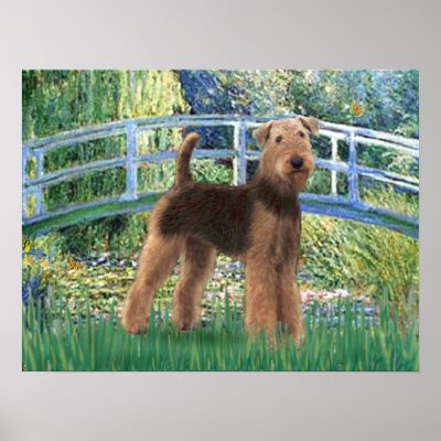 Airedale (#6) - Lily Pond Bridge Print by masterpiecedogs