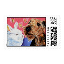 Airedale Bunny Postage postage