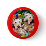 Airedale Christmas Open Now Pinback Button