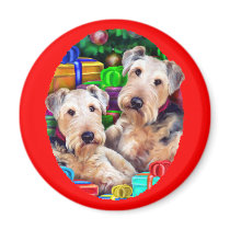 Airedale Christmas Open Now Refrigerator Magnets