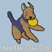 Airedale Disc Dog Embroidered Shirt (Hoodie) embroidered shirts