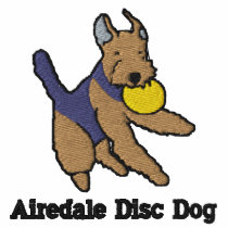 Airedale Disc Dog Embroidered Shirt (T-Shirt) embroidered shirts
