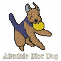Airedale Disc Dog Embroidered Shirt (Zip Hoodie) embroidered shirts