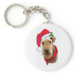 Airedale In Santa Hat Keychain